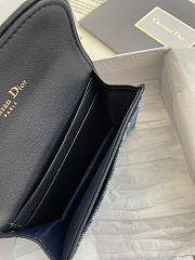 Dior Saddle Bloom Card Holder Blue 11x2x8cm - 3