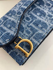 Dior Saddle Bloom Card Holder Blue 11x2x8cm - 2