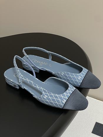 Chanel Slingback Denim Blue Flat