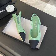 Chanel Slingback Green Suede Flat - 2