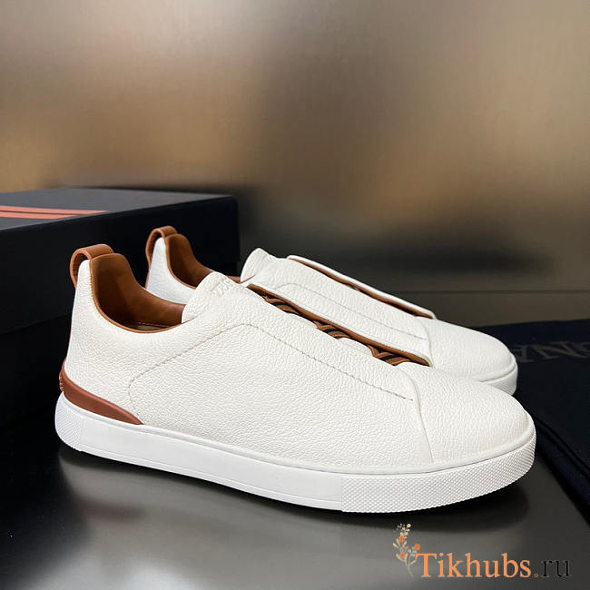 Zegna Off White Deerskin Triples Sneakers - 1