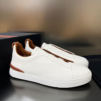 Zegna Off White Deerskin Triples Sneakers