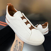 Zegna Off White Deerskin Triples Sneakers - 5