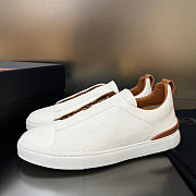 Zegna Off White Deerskin Triples Sneakers - 4