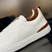 Zegna Off White Deerskin Triples Sneakers - 3