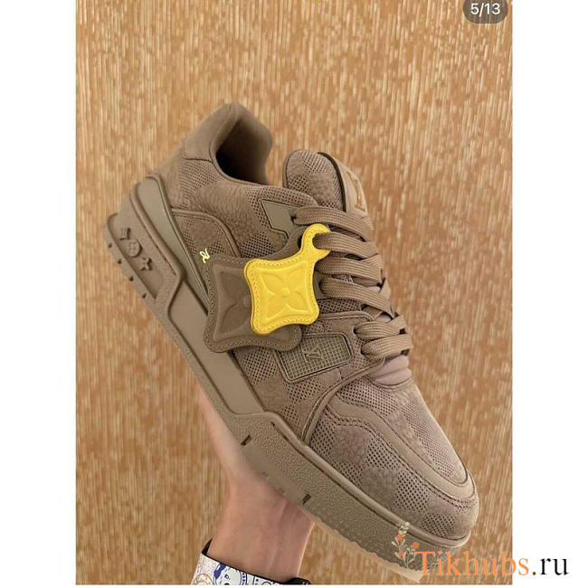 Louis Vuitton LV Trainer Sneaker Brown Suede - 1