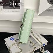 Chanel Flap Chain Bag Green Caviar Gold With Handle 18x10x4.5cm - 6