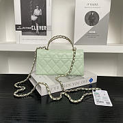 Chanel Flap Chain Bag Green Caviar Gold With Handle 18x10x4.5cm - 5