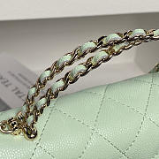 Chanel Flap Chain Bag Green Caviar Gold With Handle 18x10x4.5cm - 4
