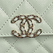 Chanel Flap Chain Bag Green Caviar Gold With Handle 18x10x4.5cm - 2