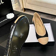 Chanel Flats Raffia Black Beige - 4