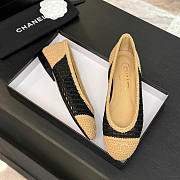 Chanel Flats Raffia Black Beige - 3
