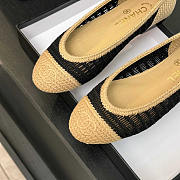 Chanel Flats Raffia Black Beige - 2