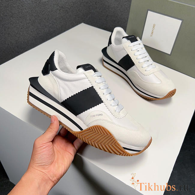 Tom Ford Suede James Sneaker Black Cream - 1