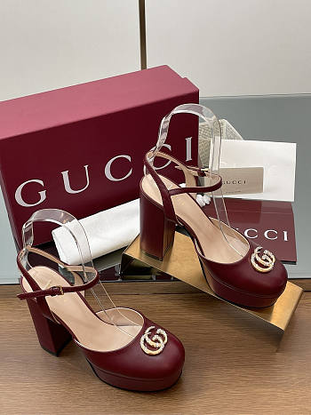 Gucci Platform Pump Double G Red 10cm