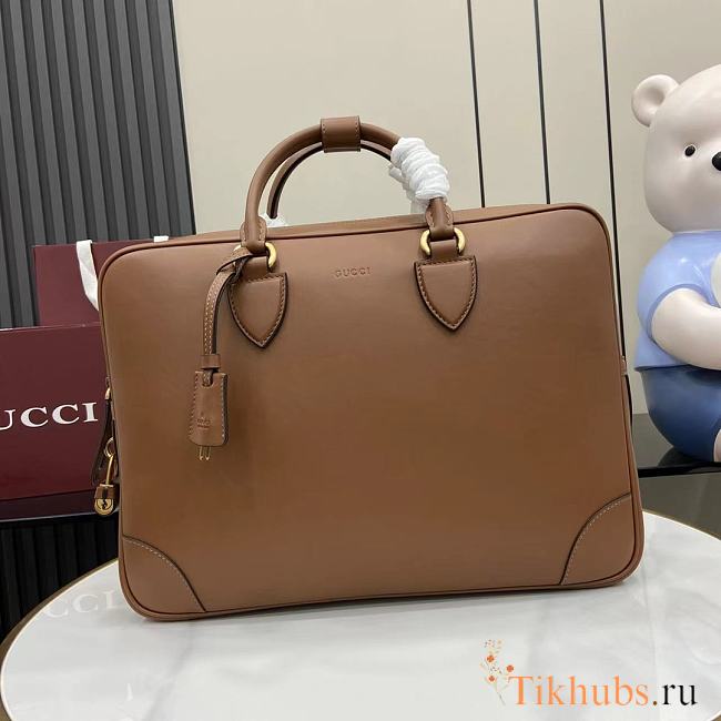 Gucci GG Emblem Briefcase Brown 40x30x6cm - 1