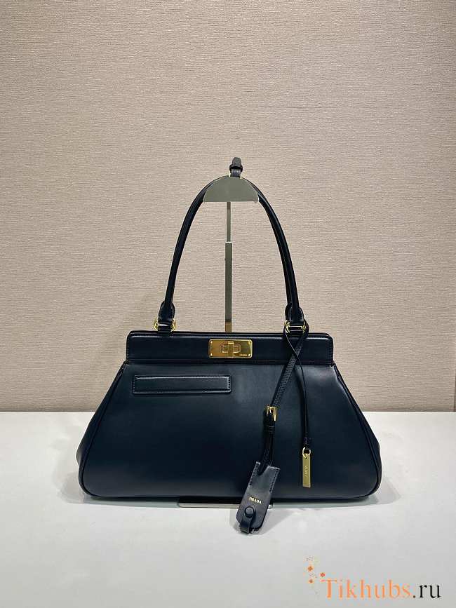 Prada Medium Leather Tote Bag Black 38x21x8cm - 1