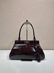 Prada Medium Leather Tote Bag Red Wine 38x21x8cm - 1