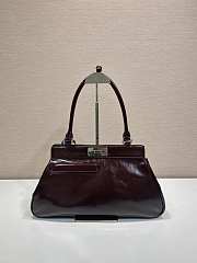 Prada Medium Leather Tote Bag Red Wine 38x21x8cm - 3