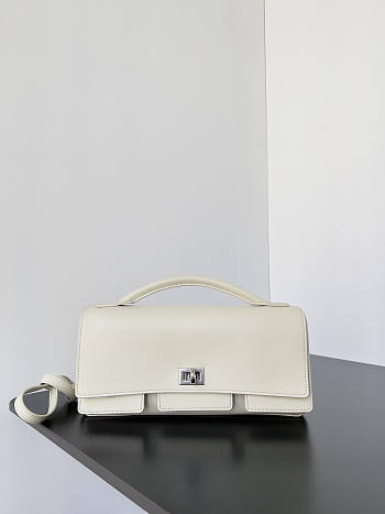 Balenciaga Bel Air Small Shoulder Bag White Silver 26.9x14x5.3cm