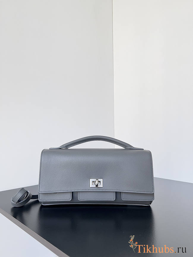 Balenciaga Bel Air Small Shoulder Bag Grey Silver 26.9x14x5.3cm - 1