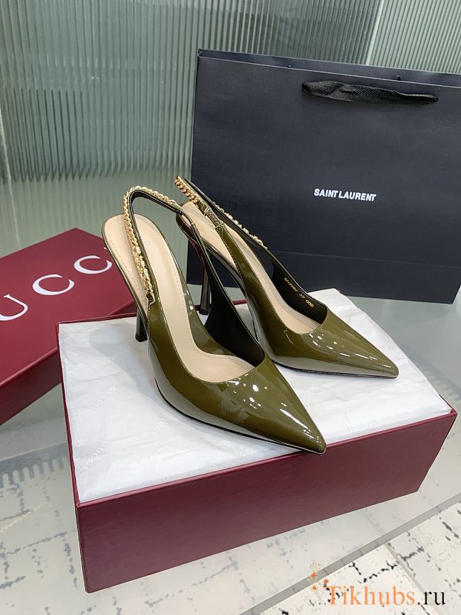 Gucci Signoria Slingback Pump Dark Green 10.5cm - 1