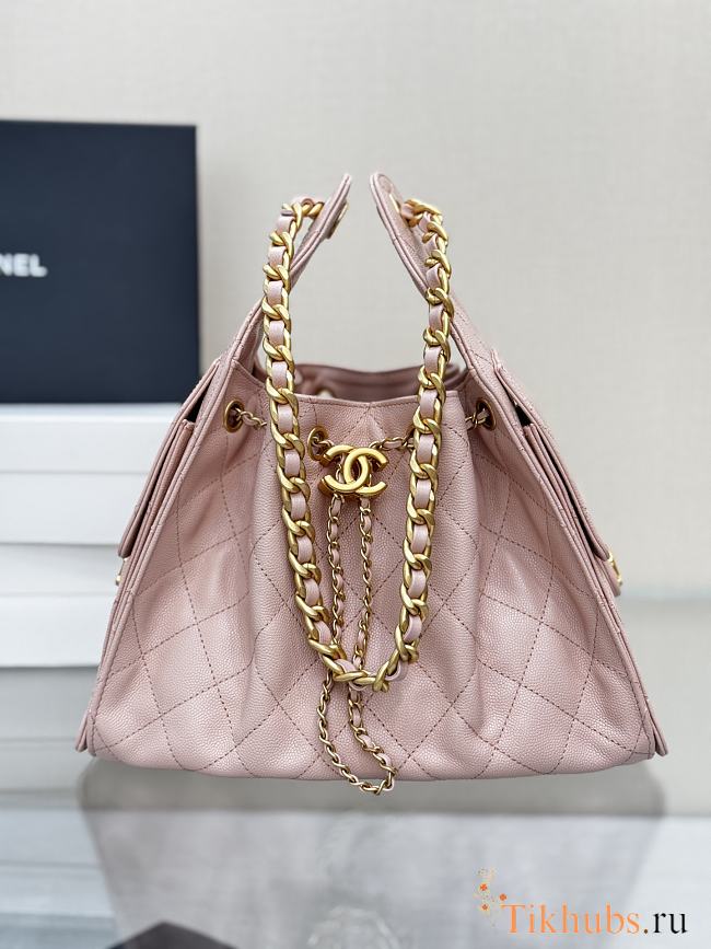 Chanel 25 Small Handbag Pink Calfskin Gold 30x26x14cm - 1