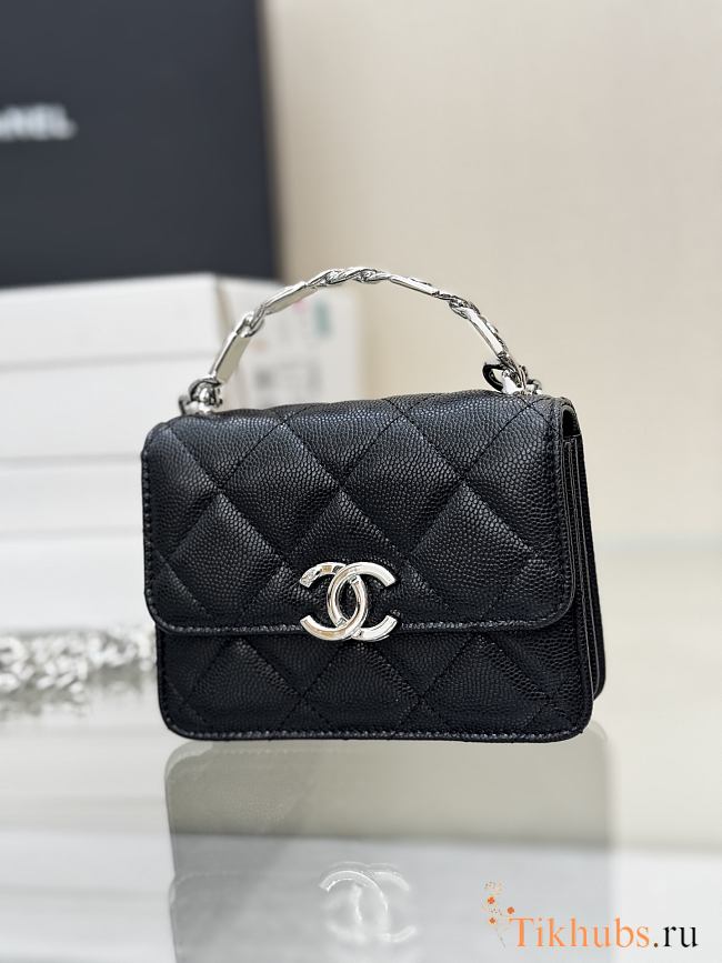 Chanel Mini Chain Top Handle Black Caviar 9.5x12.5x3.5cm - 1