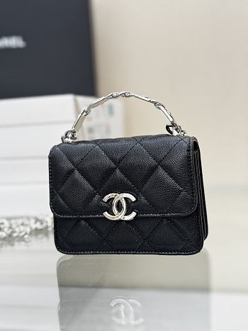 Chanel Mini Chain Top Handle Black Caviar 9.5x12.5x3.5cm