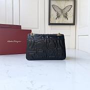 Ferragamo Quilted Gancini Large Flap Bag Black 25x16x9cm - 5