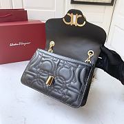 Ferragamo Quilted Gancini Large Flap Bag Black 25x16x9cm - 3