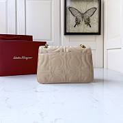 Ferragamo Quilted Gancini Large Flap Bag Beige 25x16x9cm - 6