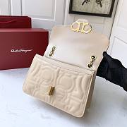 Ferragamo Quilted Gancini Large Flap Bag Beige 25x16x9cm - 4