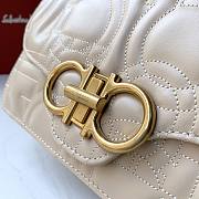 Ferragamo Quilted Gancini Large Flap Bag Beige 25x16x9cm - 2