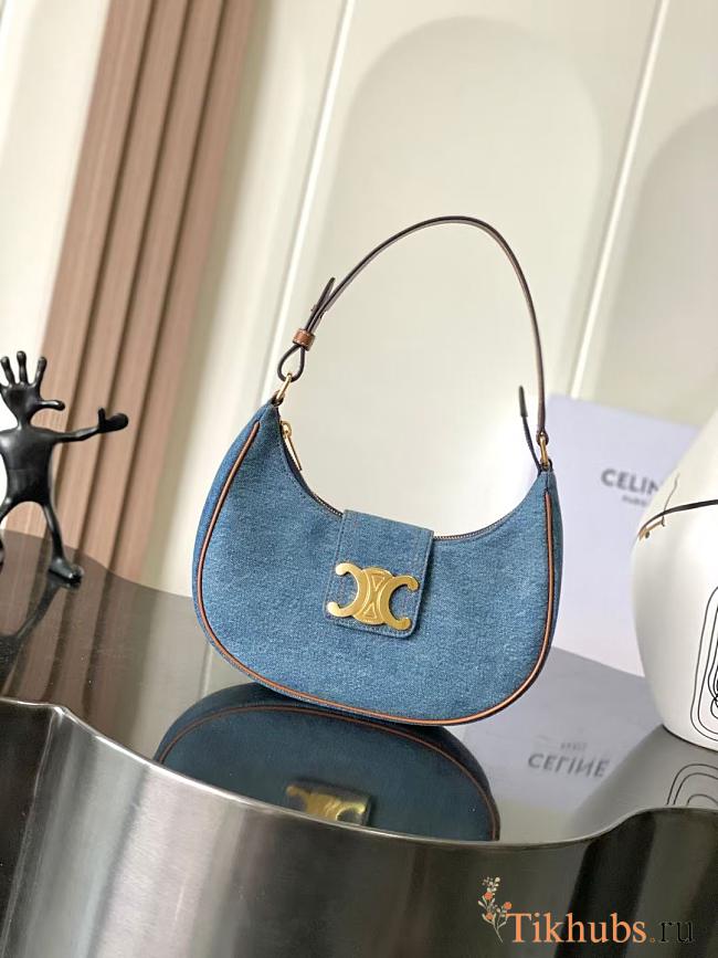 Celine Ava Triomphe Bag Denim Blue 23x13.5x6cm - 1