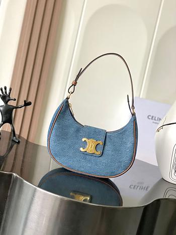 Celine Ava Triomphe Bag Denim Blue 23x13.5x6cm