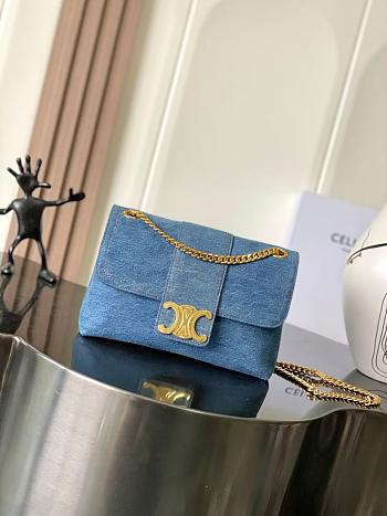 Celine Teen Victoire Bag Blue Denim 23.5x14x8cm