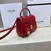 Celine Mini 16 Satinated Calfskin Red 18.5x15.5x9cm - 4