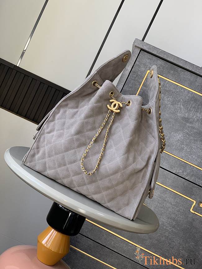 Chanel 25C Hobo Bag Suede Grey 40x30x15cm - 1