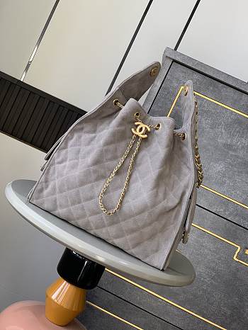 Chanel 25C Hobo Bag Suede Grey 40x30x15cm
