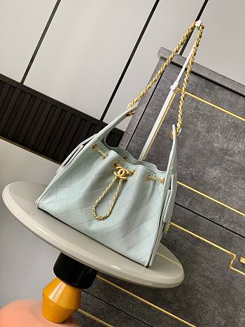 Chanel 25 Small Handbag Light Green Calfskin Gold 30x26x14cm