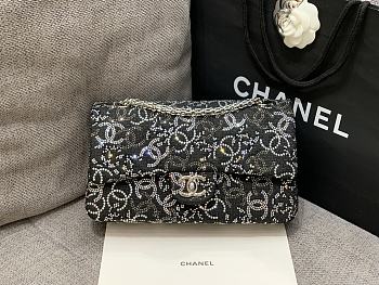 Chanel Flap Bag Black Tweed Strass Crystal 25cm