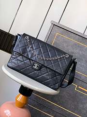 Chanel Large Flap Bag Black Caviar Silver 43cm - 1