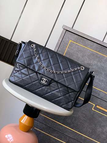 Chanel Large Flap Bag Black Caviar Silver 43cm