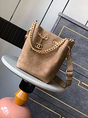 Chanel Bucket Bag Brown Suede Calfskin 27x20x14cm - 1