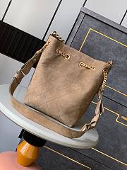 Chanel Bucket Bag Brown Suede Calfskin 27x20x14cm - 4