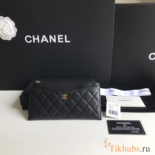 Chanel Long Wallet Black Caviar Gold 19.5x10.5x3cm - 1