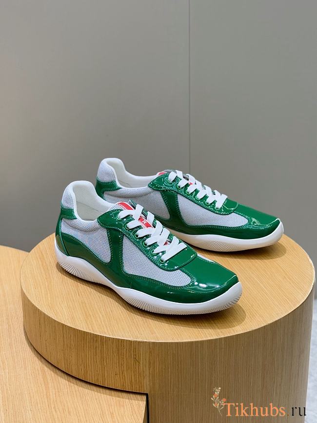 Prada Patent Technical Fabric Sneakers Green - 1