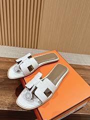 Hermes Oran White Crocodile slides - 4
