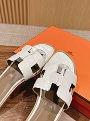 Hermes Oran White Crocodile slides - 3
